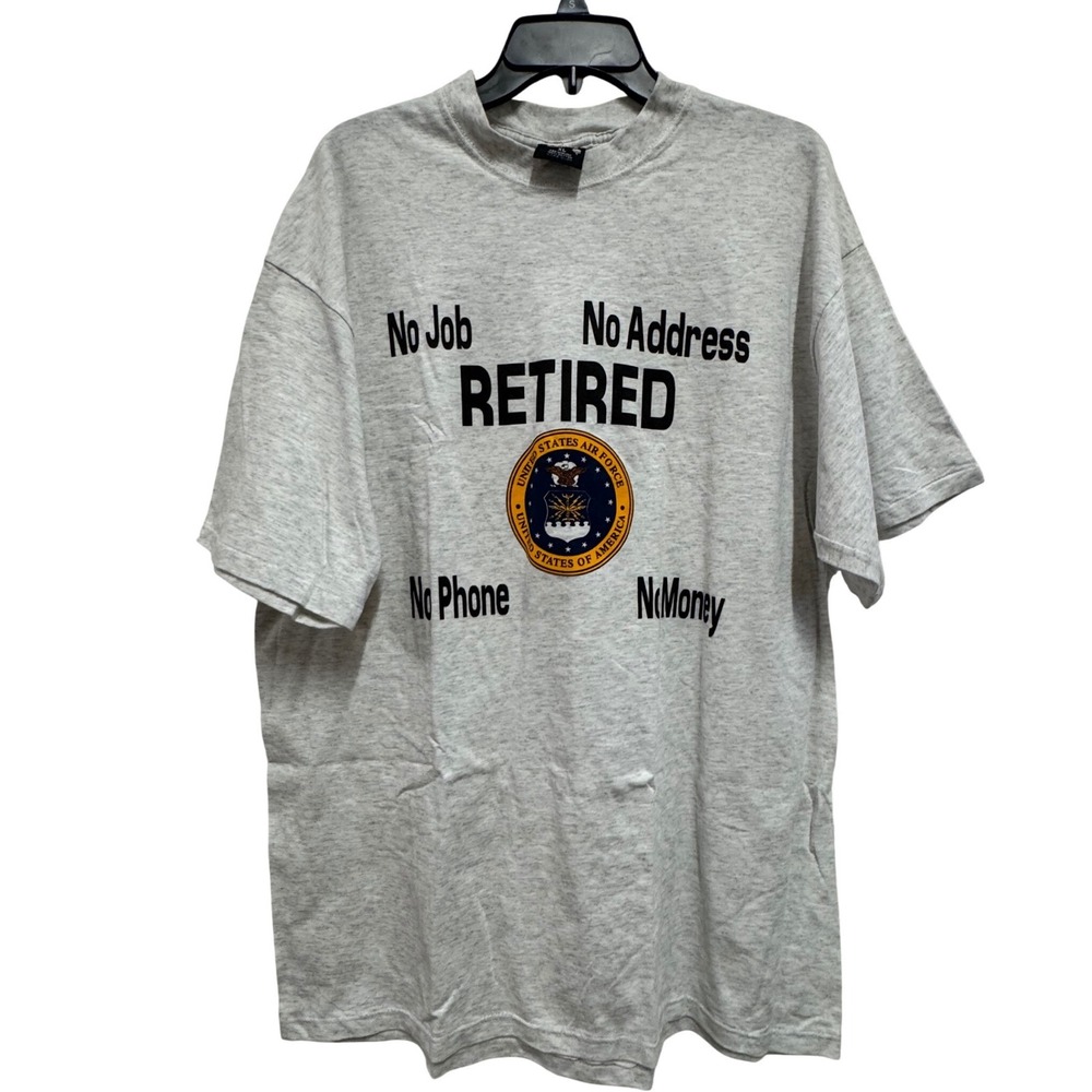Vintage Soffe Choice US Air Force Retired Graphic T-Shirt Gray Mens XL USAF Tee